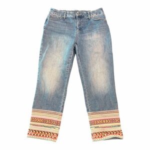 Chico’s Girlfriend So Slimming Capris Sz1R(8) Pull On Beaded Legs